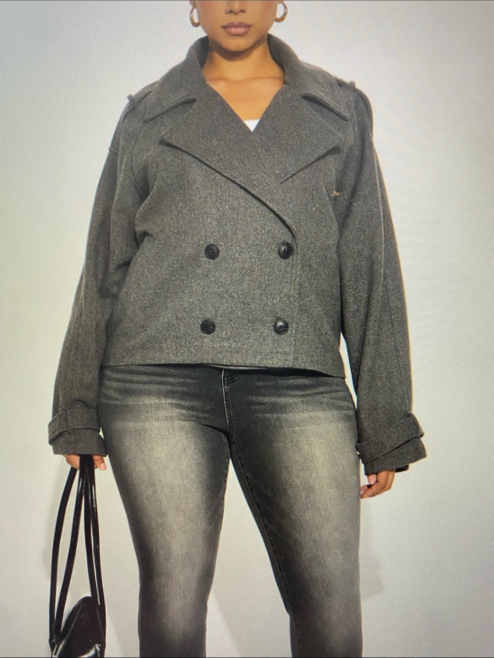 NWT Fashion Nova Charcoal Double-Breasted Peacoat